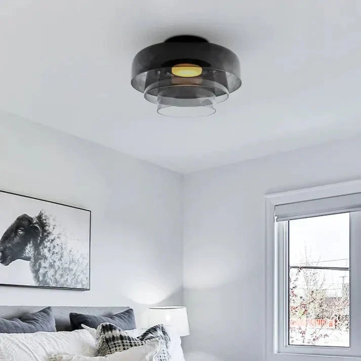 Przytulia Dom | Skandynawska Lampa Sufitowa LED Szklana 18W – Designerski Plafon Vintage 3 Barwy
