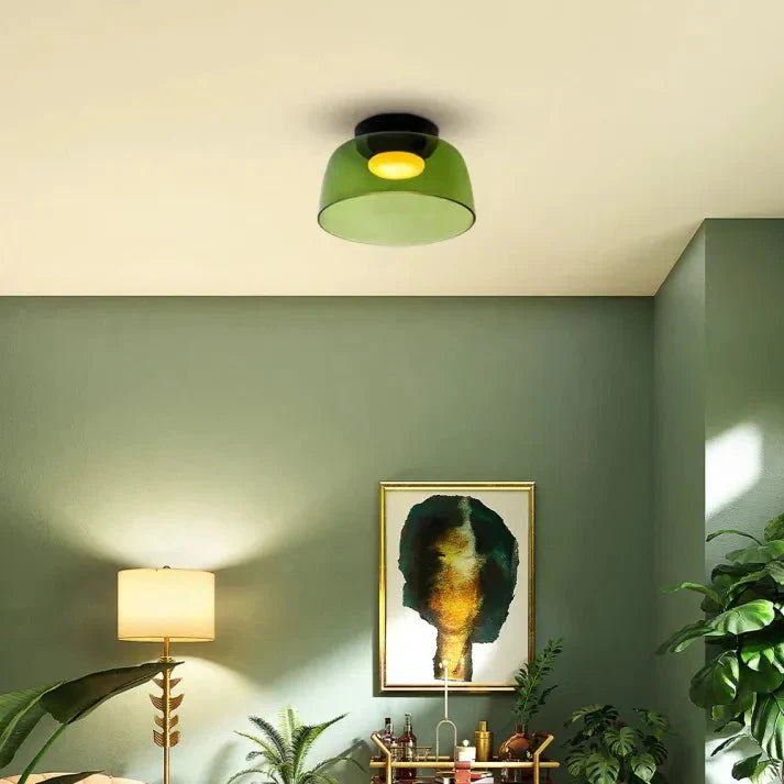 Przytulia Dom | Skandynawska Lampa Sufitowa LED Szklana 18W – Designerski Plafon Vintage 3 Barwy