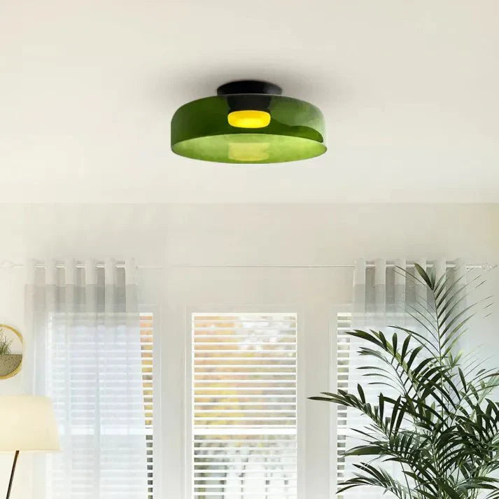Przytulia Dom | Skandynawska Lampa Sufitowa LED Szklana 18W – Designerski Plafon Vintage 3 Barwy