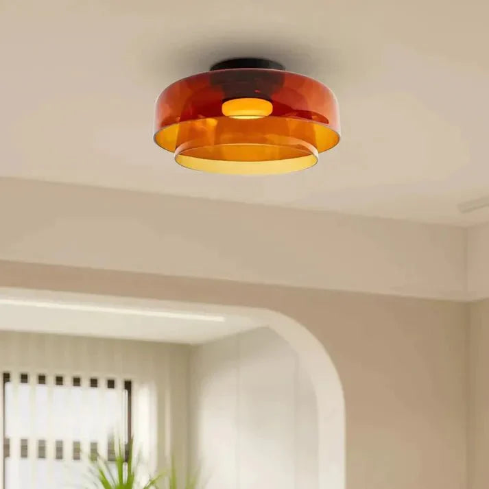 Przytulia Dom | Skandynawska Lampa Sufitowa LED Szklana 18W – Designerski Plafon Vintage 3 Barwy