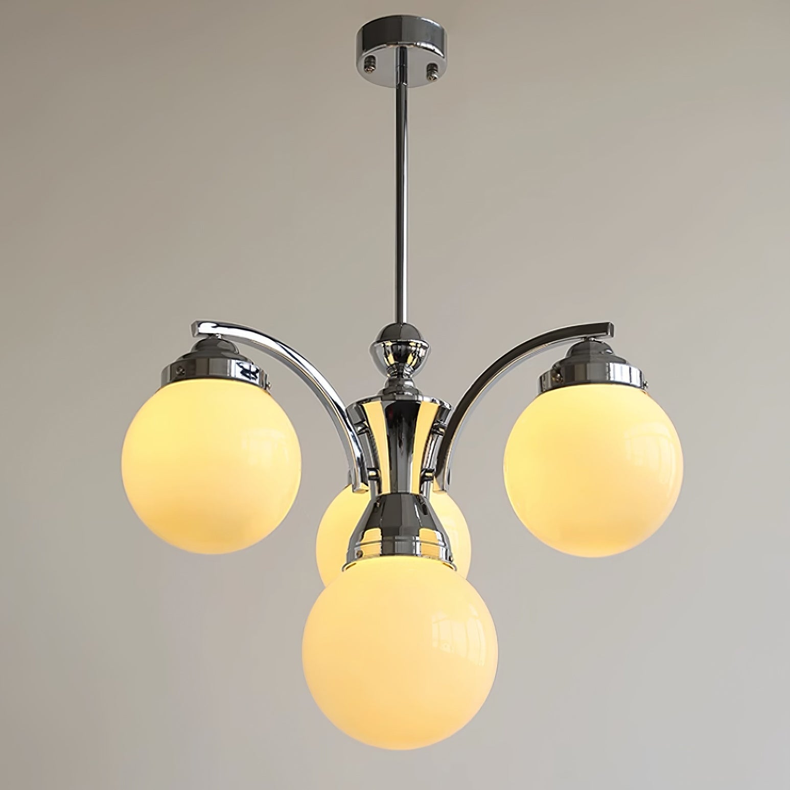 Przytulia Dom | Retro Żyrandol Szklany w Kolorze Różowo-Białym – Designerska Lampa Sufitowa E27