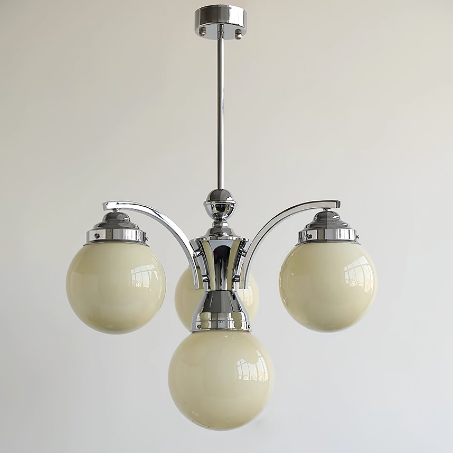 Przytulia Dom | Retro Żyrandol Szklany w Kolorze Różowo-Białym – Designerska Lampa Sufitowa E27