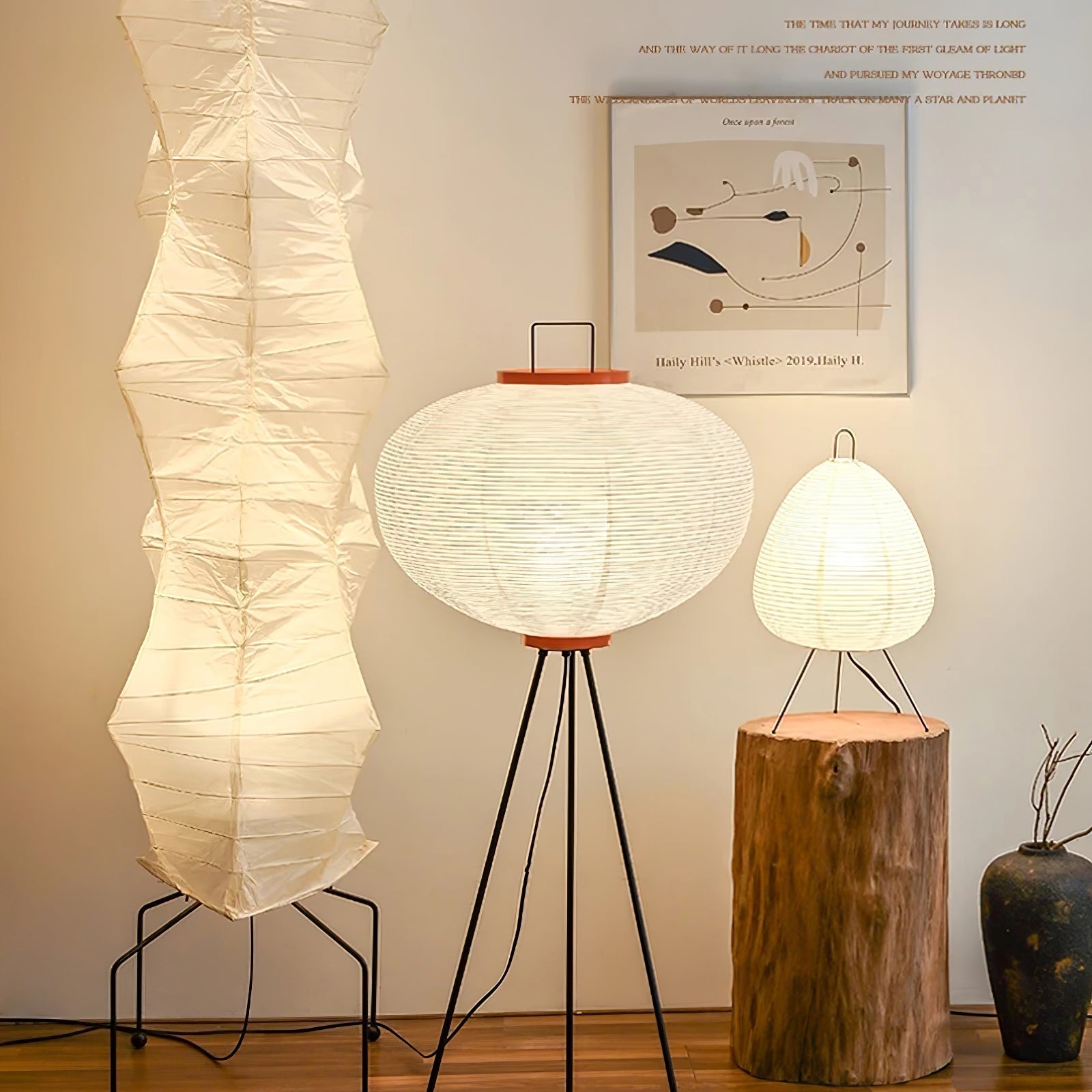 Przytulia Dom | Lampa Podłogowa z Papieru Ryżowego E27 – Designerska Lampa Stojąca Styl Japandi