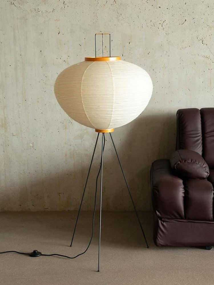 Przytulia Dom | Lampa Podłogowa z Papieru Ryżowego E27 – Designerska Lampa Stojąca Styl Japandi