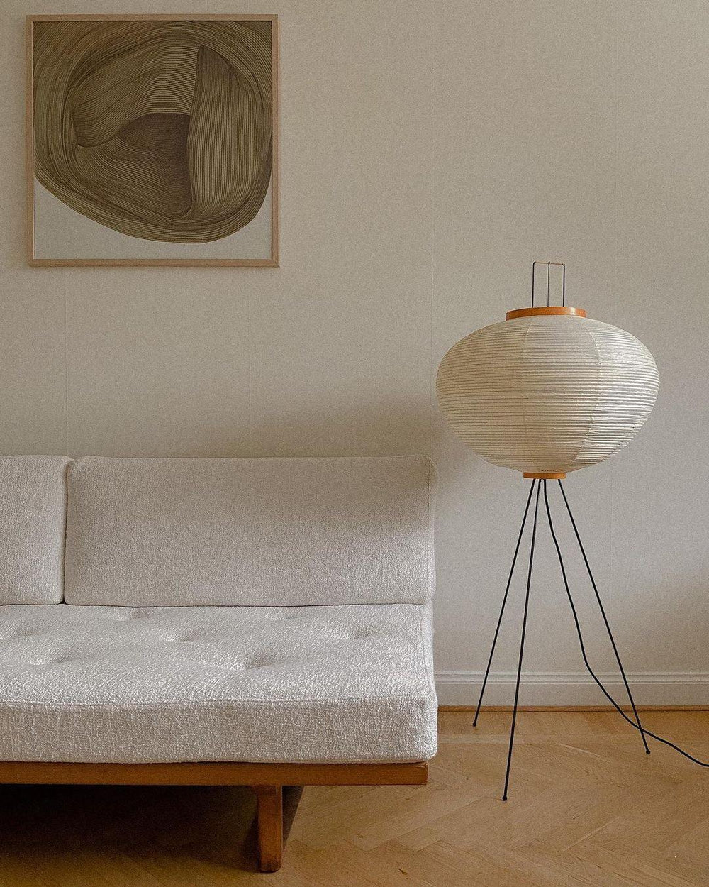 Przytulia Dom | Lampa Podłogowa z Papieru Ryżowego E27 – Designerska Lampa Stojąca Styl Japandi