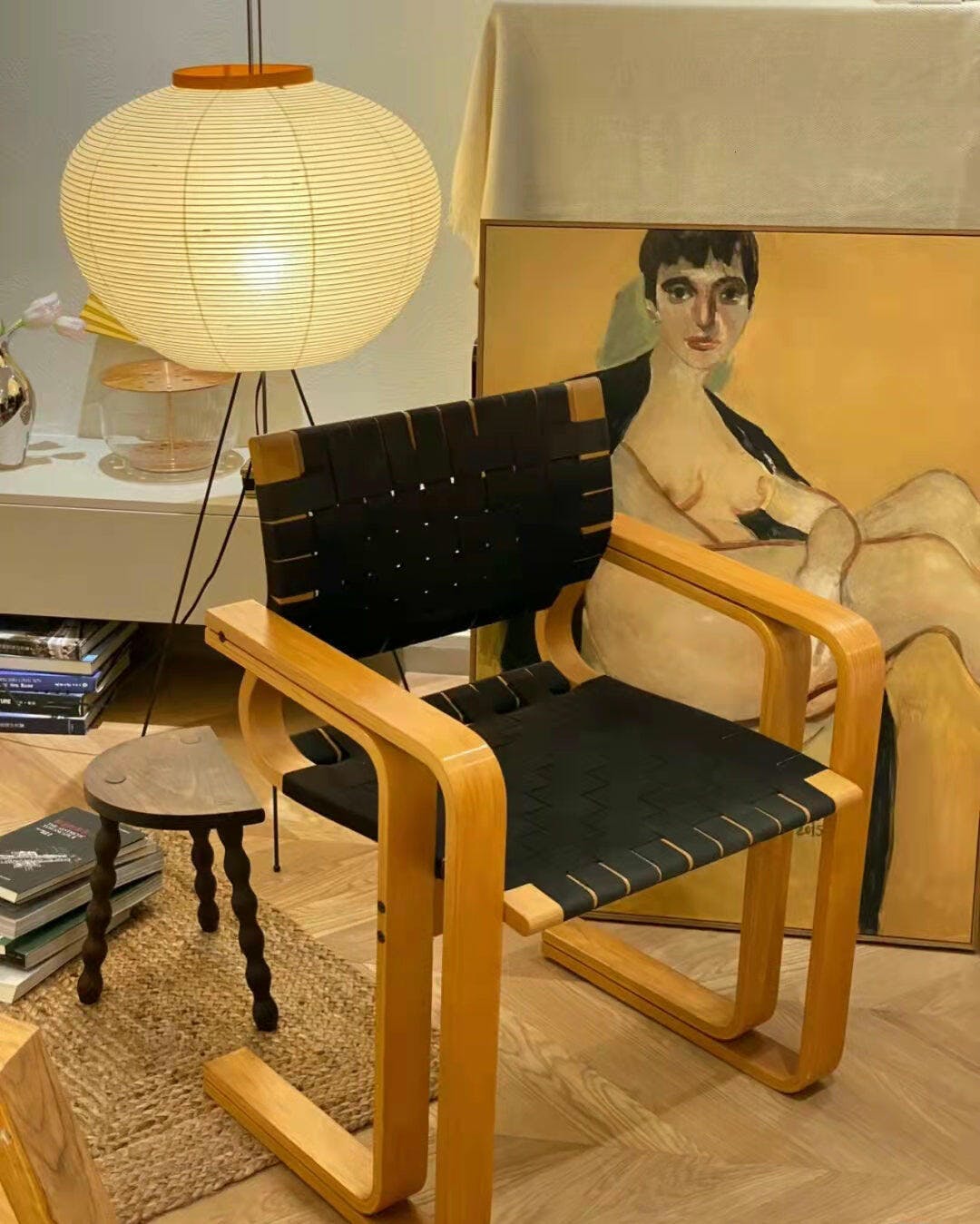 Przytulia Dom | Lampa Podłogowa z Papieru Ryżowego E27 – Designerska Lampa Stojąca Styl Japandi