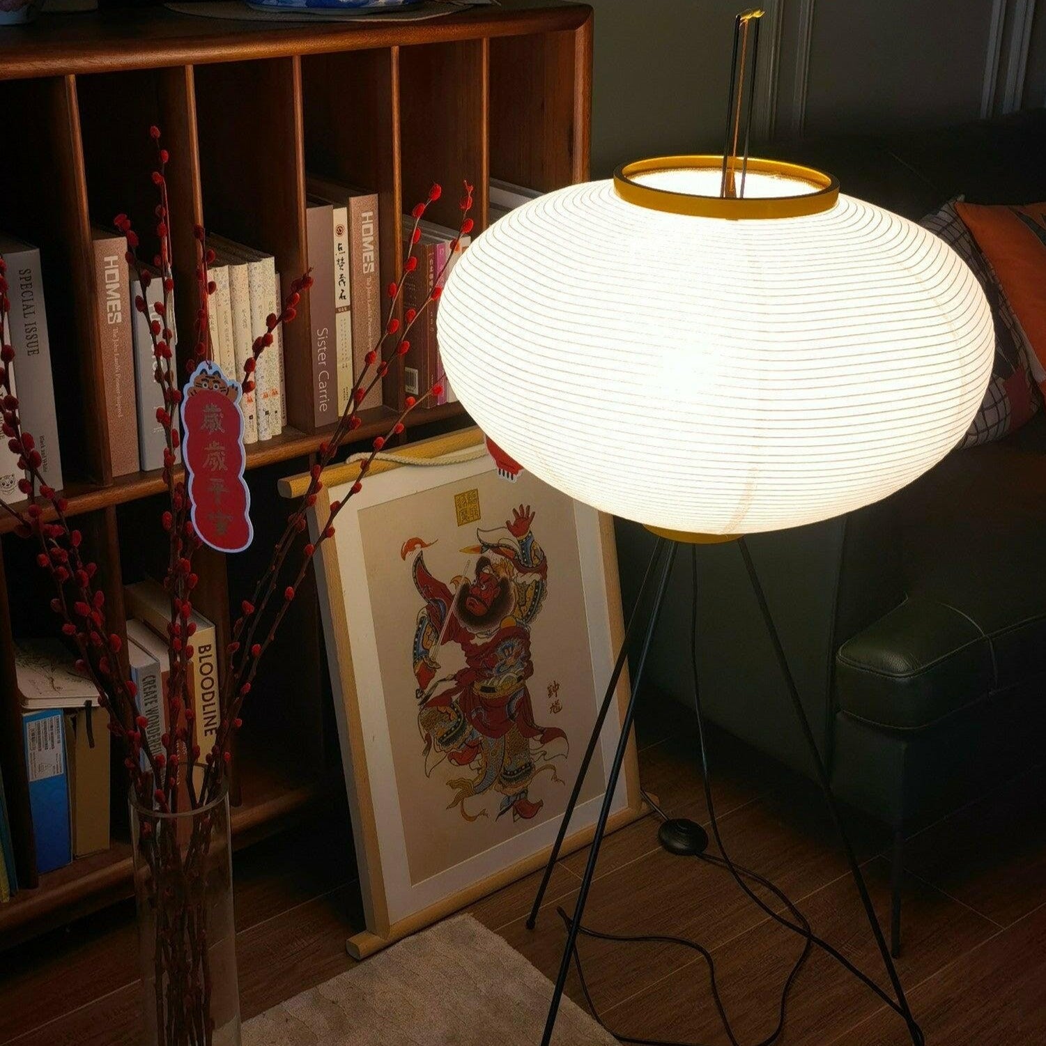 Przytulia Dom | Lampa Podłogowa z Papieru Ryżowego E27 – Designerska Lampa Stojąca Styl Japandi