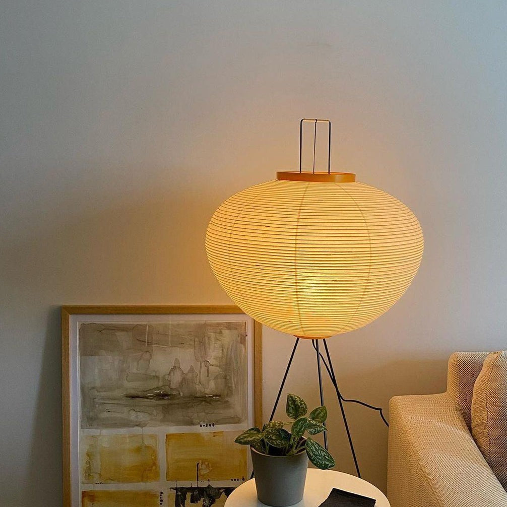Przytulia Dom | Lampa Podłogowa z Papieru Ryżowego E27 – Designerska Lampa Stojąca Styl Japandi