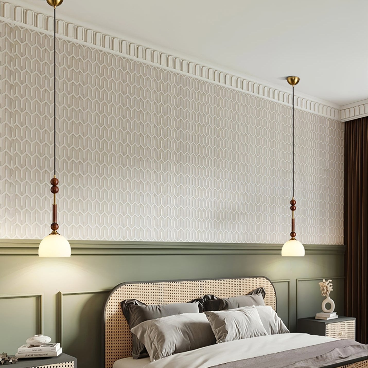 Przytulia Dom | Lampa Wisząca E27 – Styl Vintage Drewno i Szkło, Designerska Lampa Sufitowa