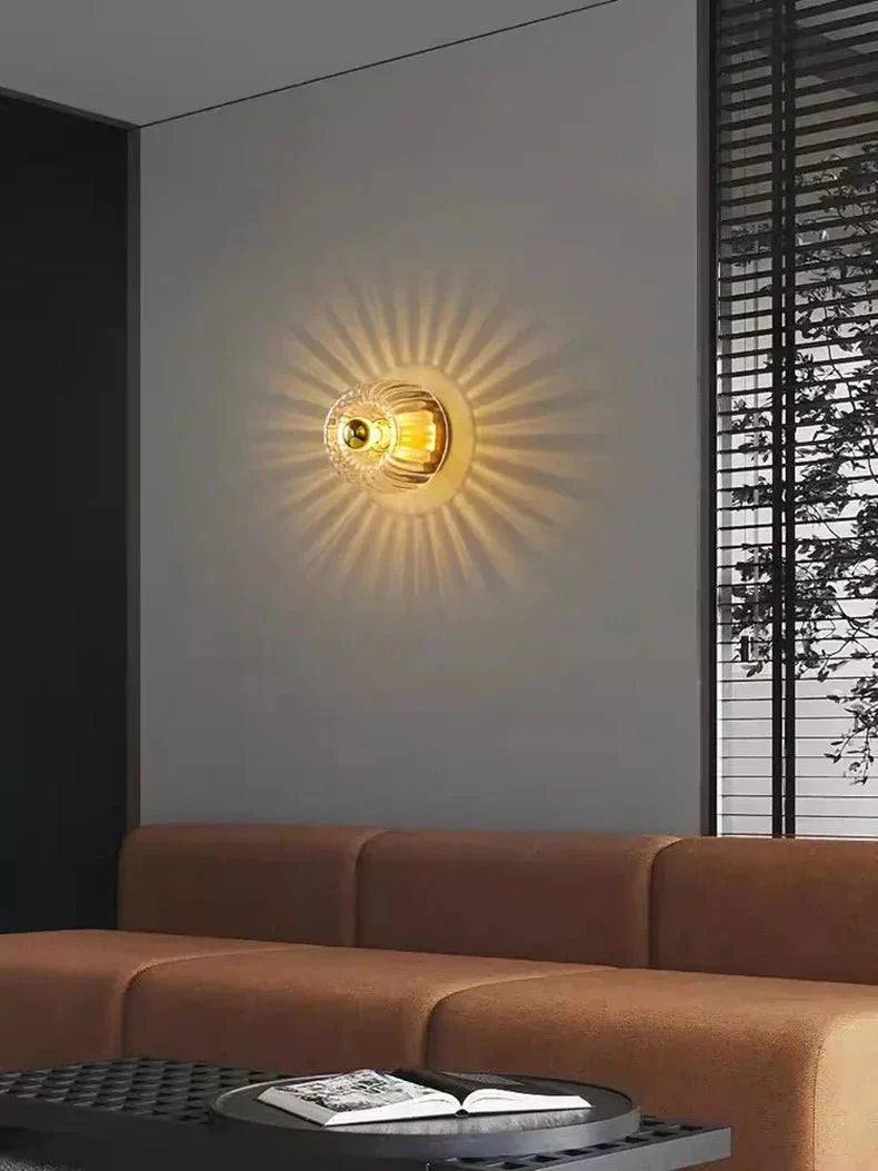 Przytulia Dom | Skandynawska Lampa Ścienna Bauhaus E14 – Szklana Lampa Wewnętrzna Metal + Szkło