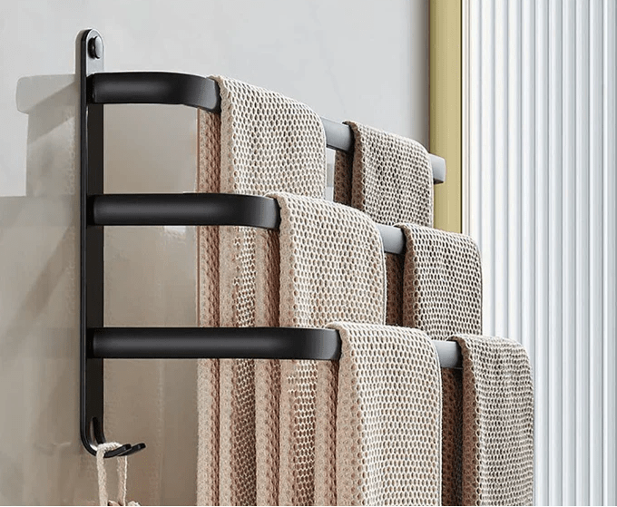 Przytulia Dom | Aluminiowy Wieszak na Ręczniki – Ścienny Suszarkowy Stojak Łazienkowy 40 cm / 60 cm
