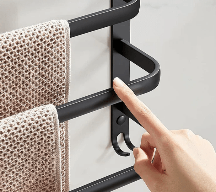 Przytulia Dom | Aluminiowy Wieszak na Ręczniki – Ścienny Suszarkowy Stojak Łazienkowy 40 cm / 60 cm