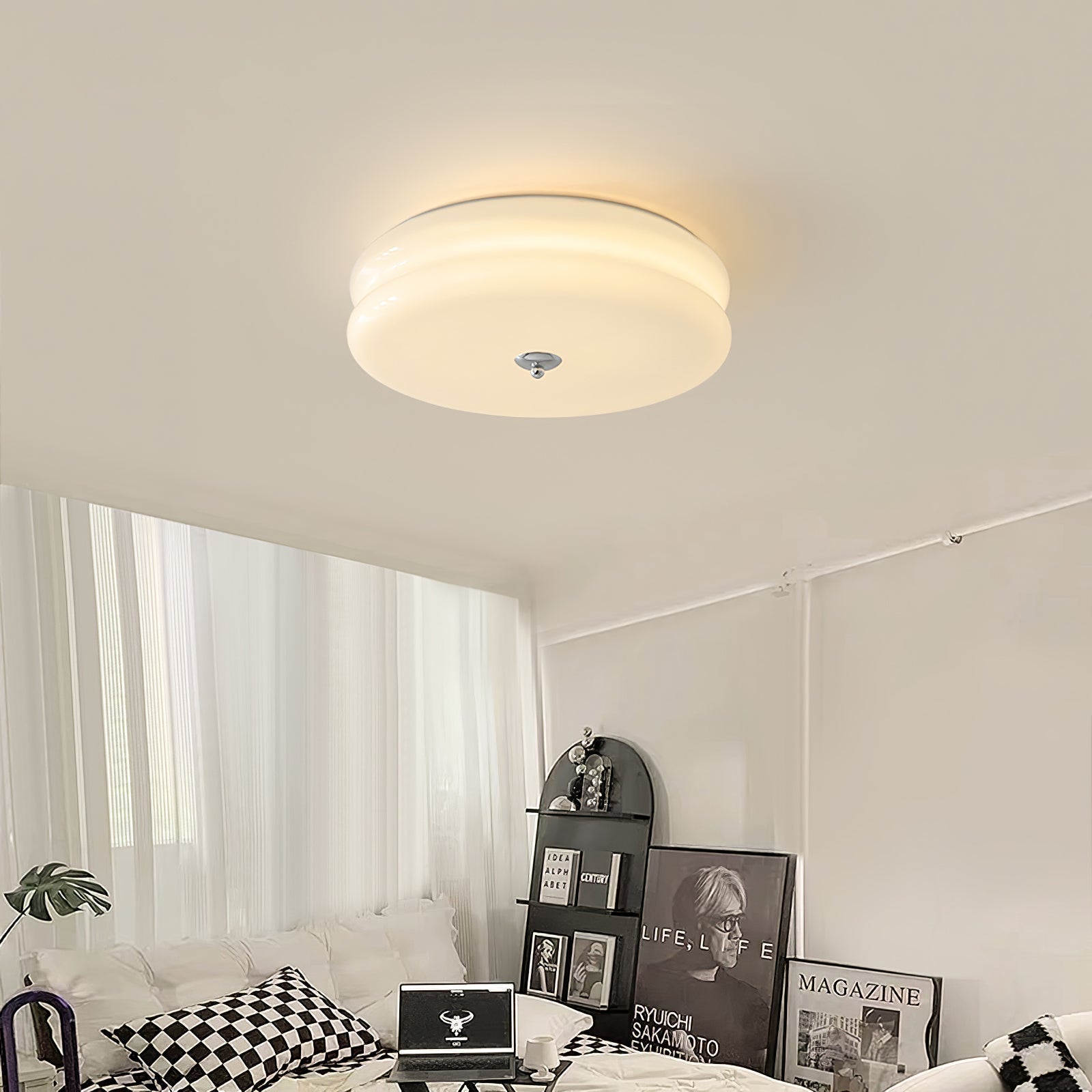 Przytulia Dom | Art Deco Vintage Lampa Sufitowa LED 24W – Plafon Szklany 3000K–6000K