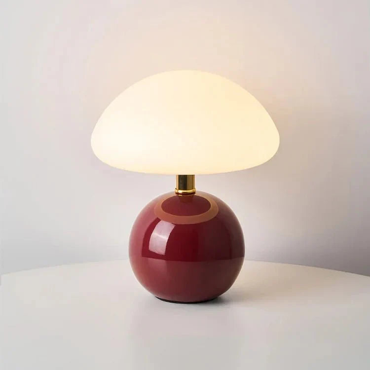 Przytulia Dom | Lampa Stołowa w Kształcie Grzybka – Regulowane Oświetlenie LED – Dekoracyjny Styl do Sypialni i Salonu