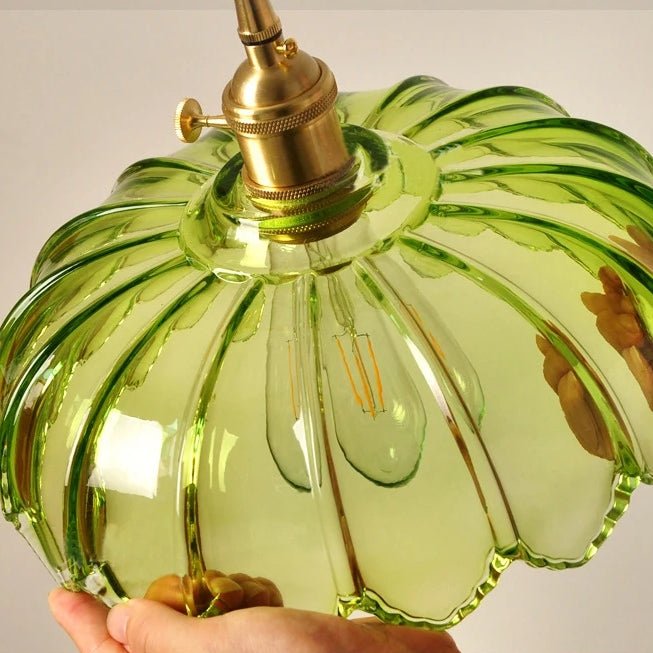 Przytulia Dom | Vintage Lampa Wisząca Szklany Kwiat E27 – Dekoracyjna Lampa Sufitowa 25 cm