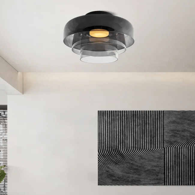 Przytulia Dom | Skandynawska Lampa Sufitowa LED Szklana 18W – Designerski Plafon Vintage 3 Barwy