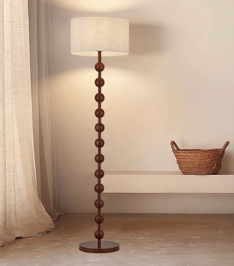Przytulia Dom | Japandi Drewniana Lampa Podłogowa E27 – Minimalistyczna Lampa Stojąca LED