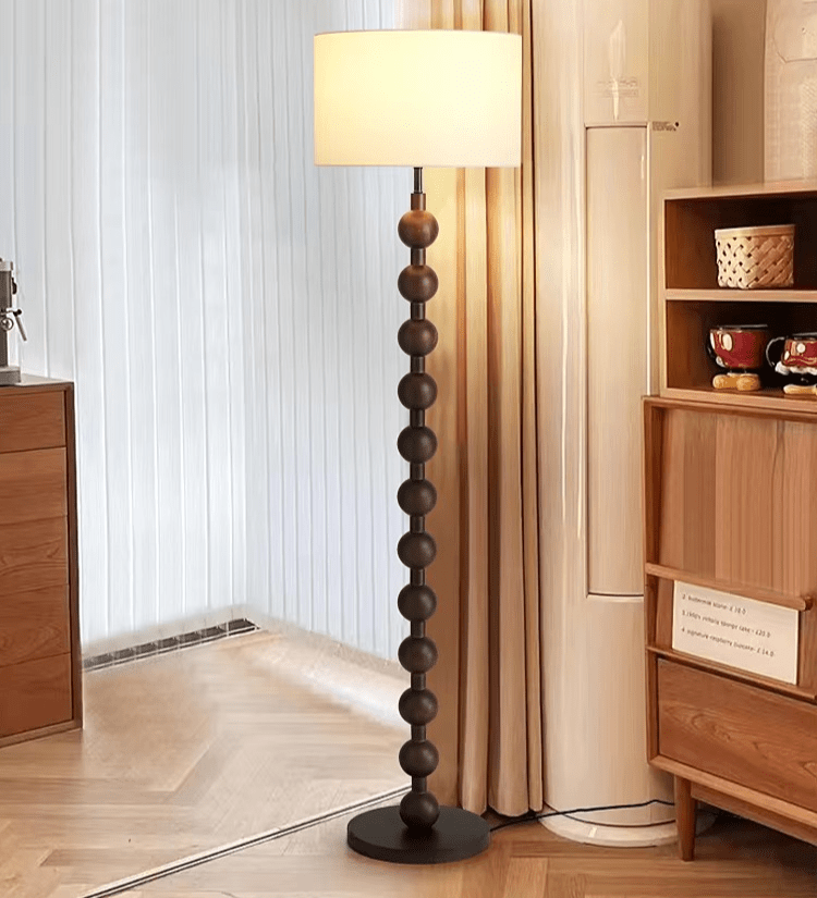 Przytulia Dom | Japandi Drewniana Lampa Podłogowa E27 – Minimalistyczna Lampa Stojąca LED