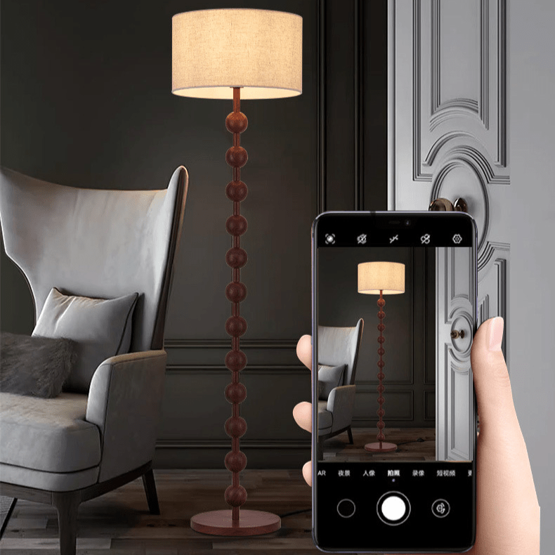 Przytulia Dom | Japandi Drewniana Lampa Podłogowa E27 – Minimalistyczna Lampa Stojąca LED