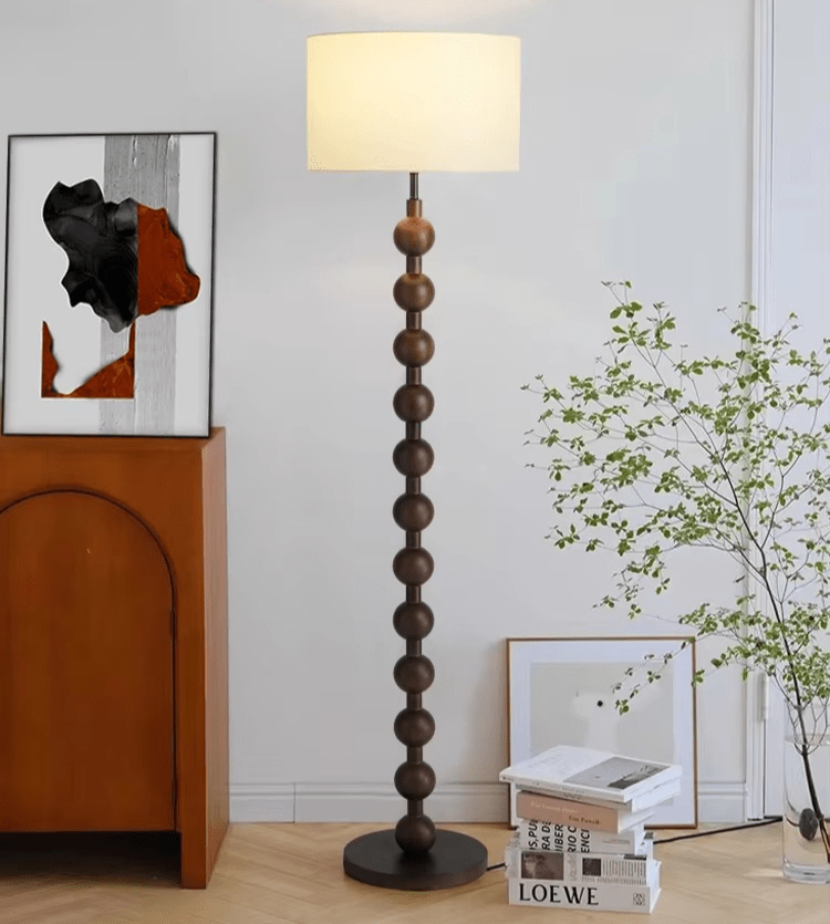 Przytulia Dom | Japandi Drewniana Lampa Podłogowa E27 – Minimalistyczna Lampa Stojąca LED