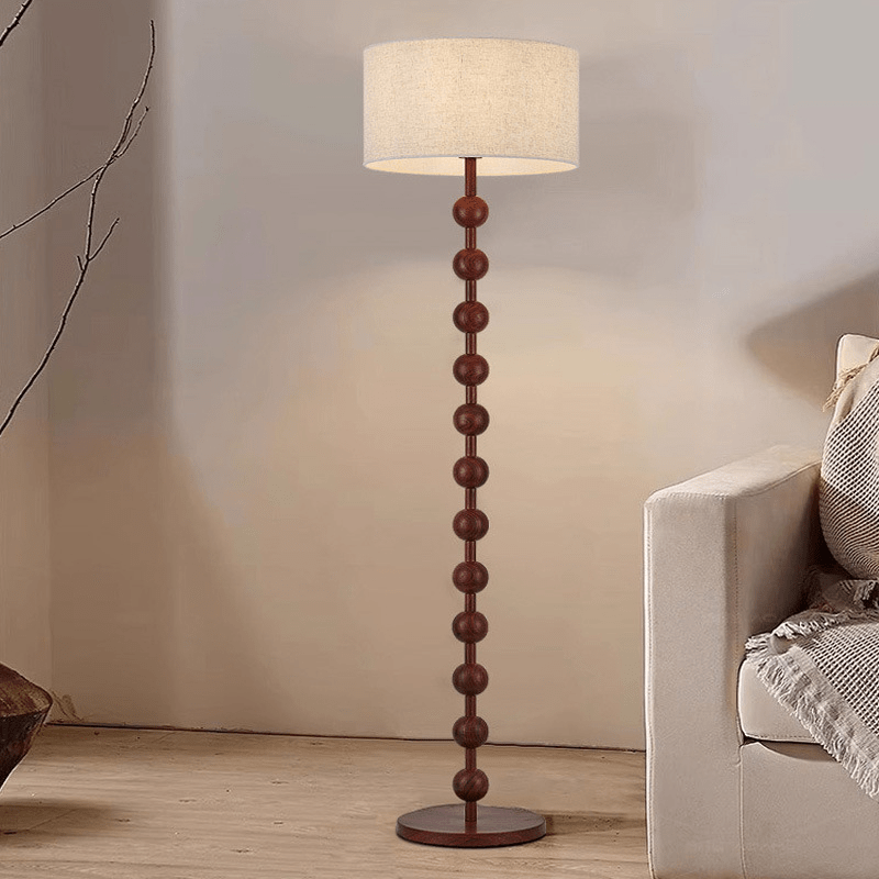 Przytulia Dom | Japandi Drewniana Lampa Podłogowa E27 – Minimalistyczna Lampa Stojąca LED