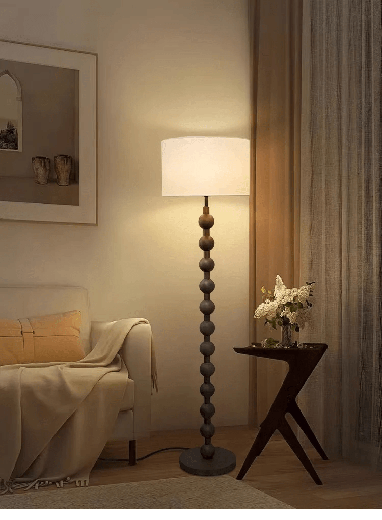 Przytulia Dom | Japandi Drewniana Lampa Podłogowa E27 – Minimalistyczna Lampa Stojąca LED