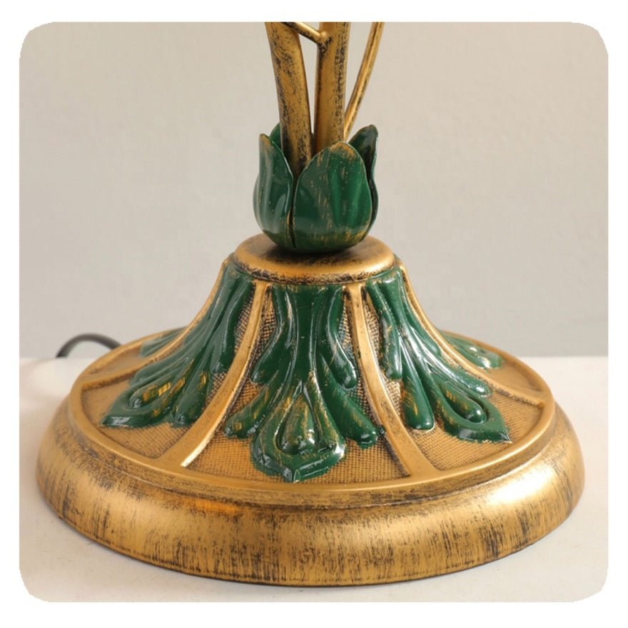 Przytulia Dom | Francuska Lampa Stołowa Kwiatowa E14 – Vintage Lampa z Kryształem i Szkłem