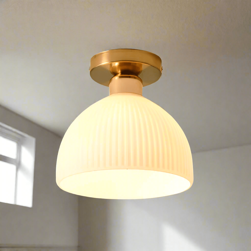 Przytulia Dom | Nowoczesna Lampa Sufitowa z Mlecznego Szkła E27 – Plafon LED Biały