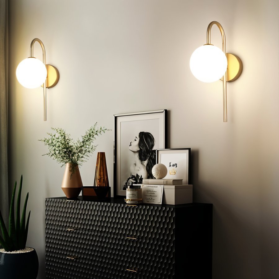 Przytulia Dom | Lampa Ścienna LED G9 – Elegancka Lampa Ścienna Metal i Szkło (Czarna/Złota)