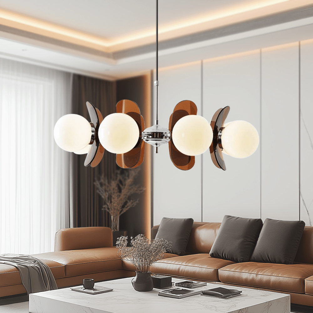 Przytulia Dom | Designerski Żyrandol z Kulami Szklanymi – Nowoczesna Lampa Sufitowa LED E27