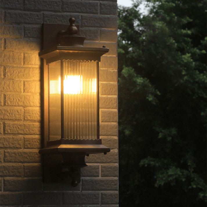 Przytulia Dom | Prostokątna Lampa Ścienna Zewnętrzna – Vintage Kinkiet Ogrodowy E27