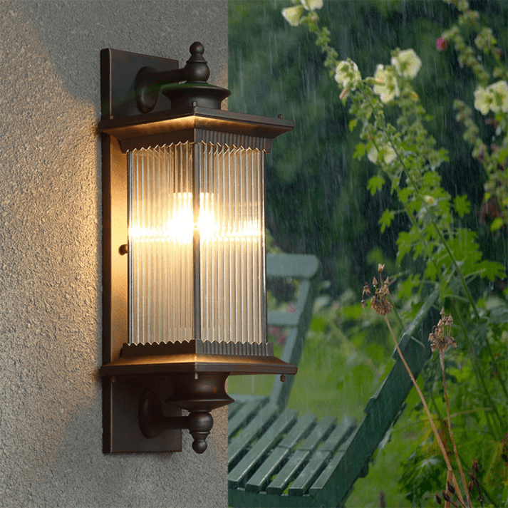Przytulia Dom | Prostokątna Lampa Ścienna Zewnętrzna – Vintage Kinkiet Ogrodowy E27
