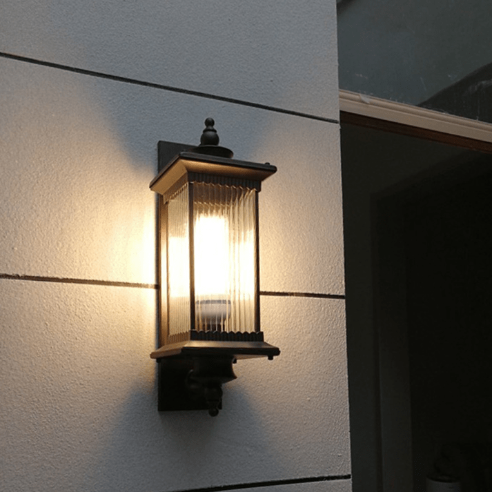 Przytulia Dom | Prostokątna Lampa Ścienna Zewnętrzna – Vintage Kinkiet Ogrodowy E27