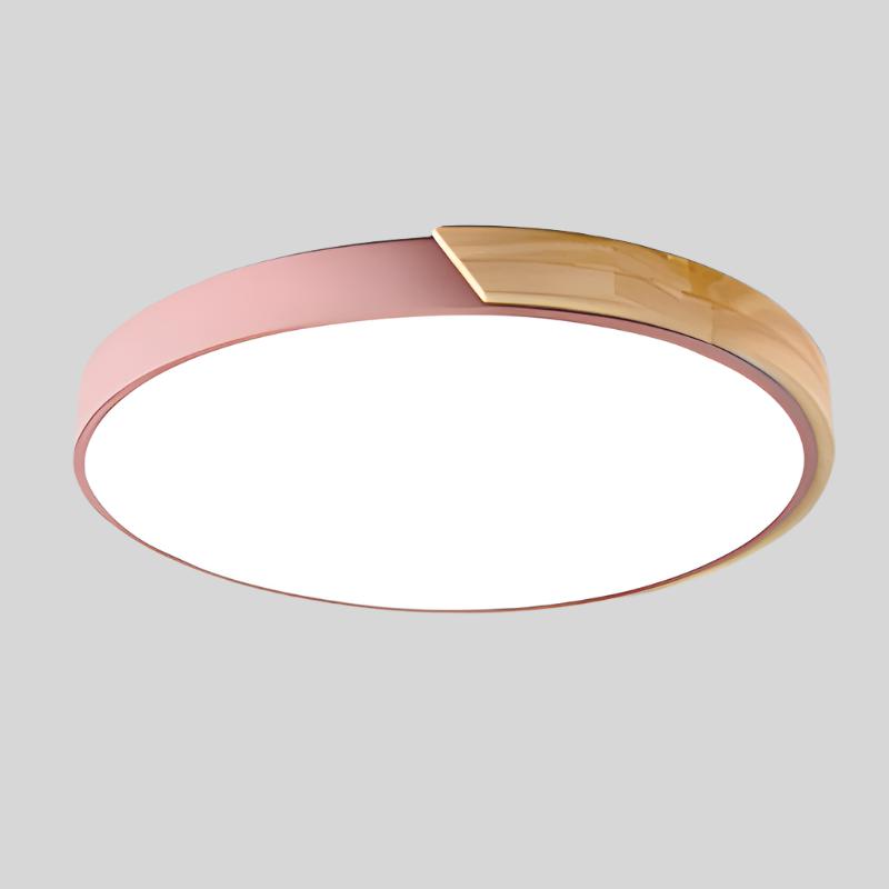 Przytulia Dom | Skandynawska Lampa Sufitowa LED Macaron Drewniana – Okrągły Plafon 23/30 cm