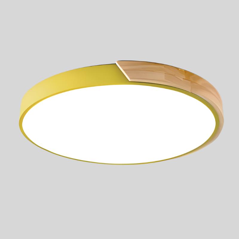 Przytulia Dom | Skandynawska Lampa Sufitowa LED Macaron Drewniana – Okrągły Plafon 23/30 cm