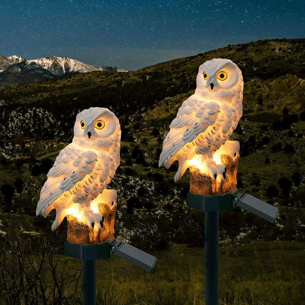 Przytulia Dom | Solarna Lampa Ogrodowa Sowa LED IP65 (2 szt.) – Dekoracyjna Lampa Zewnętrzna