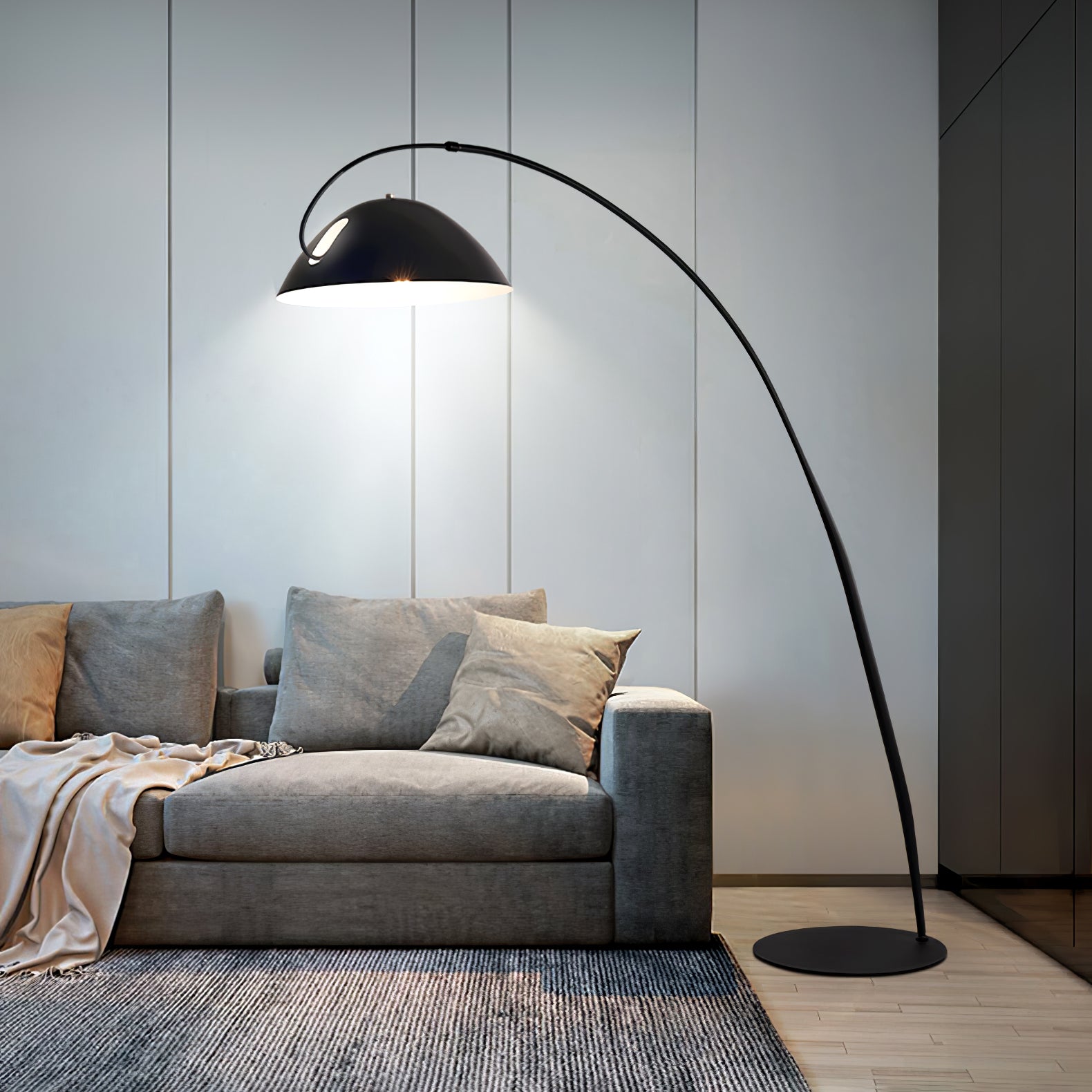 Przytulia Dom | Lampa Podłogowa Łukowa LED E27 – Skandynawska Regulowana Lampa Stojąca