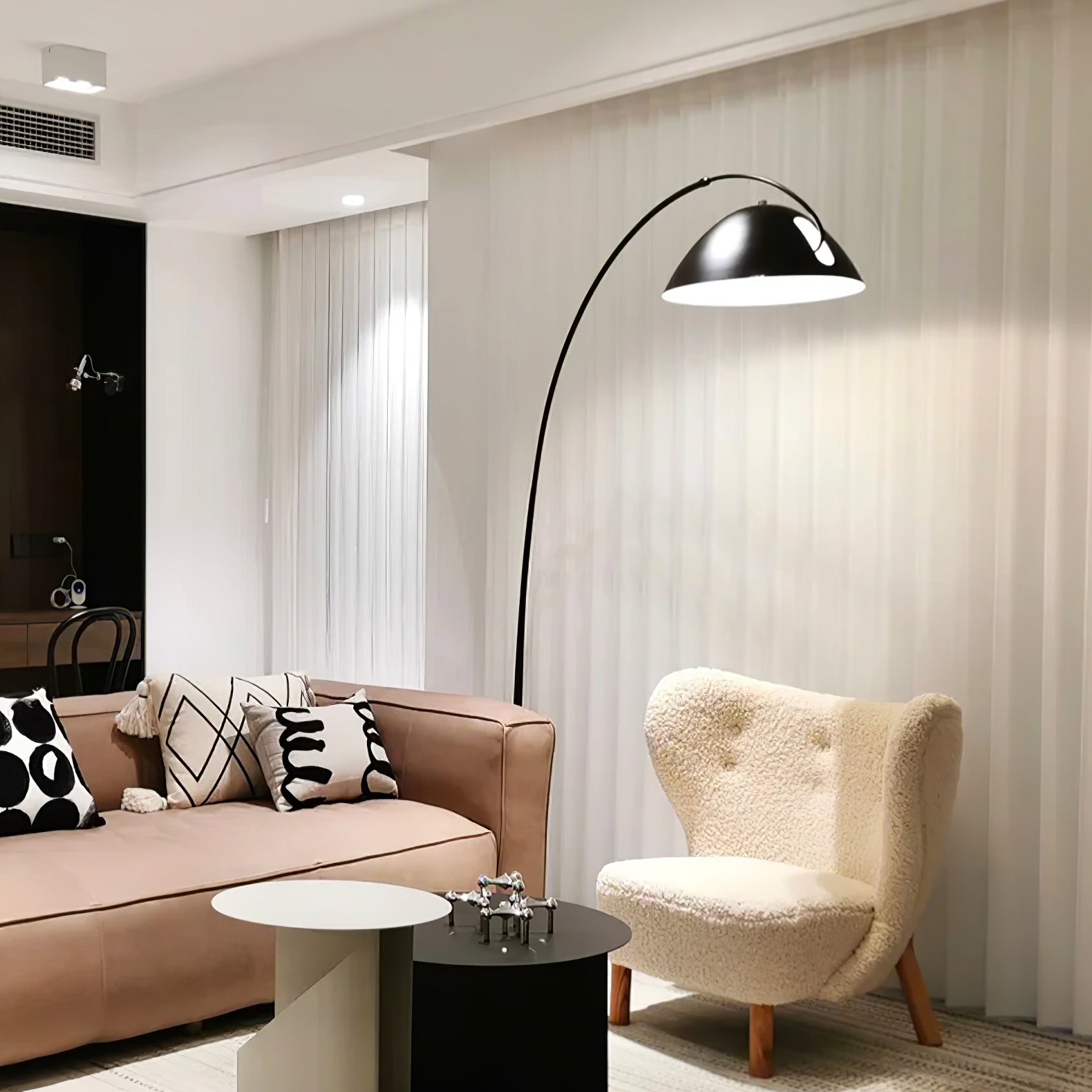 Przytulia Dom | Lampa Podłogowa Łukowa LED E27 – Skandynawska Regulowana Lampa Stojąca