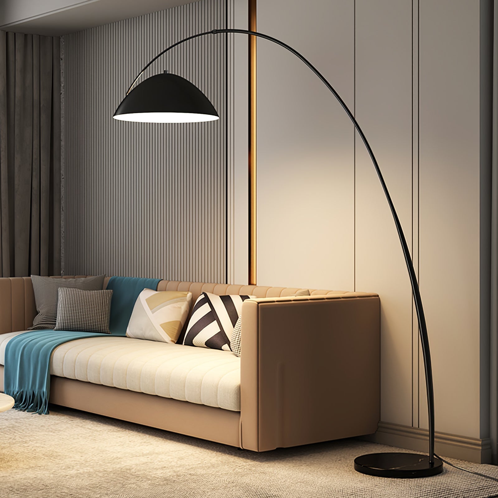 Przytulia Dom | Lampa Podłogowa Łukowa LED E27 – Skandynawska Regulowana Lampa Stojąca